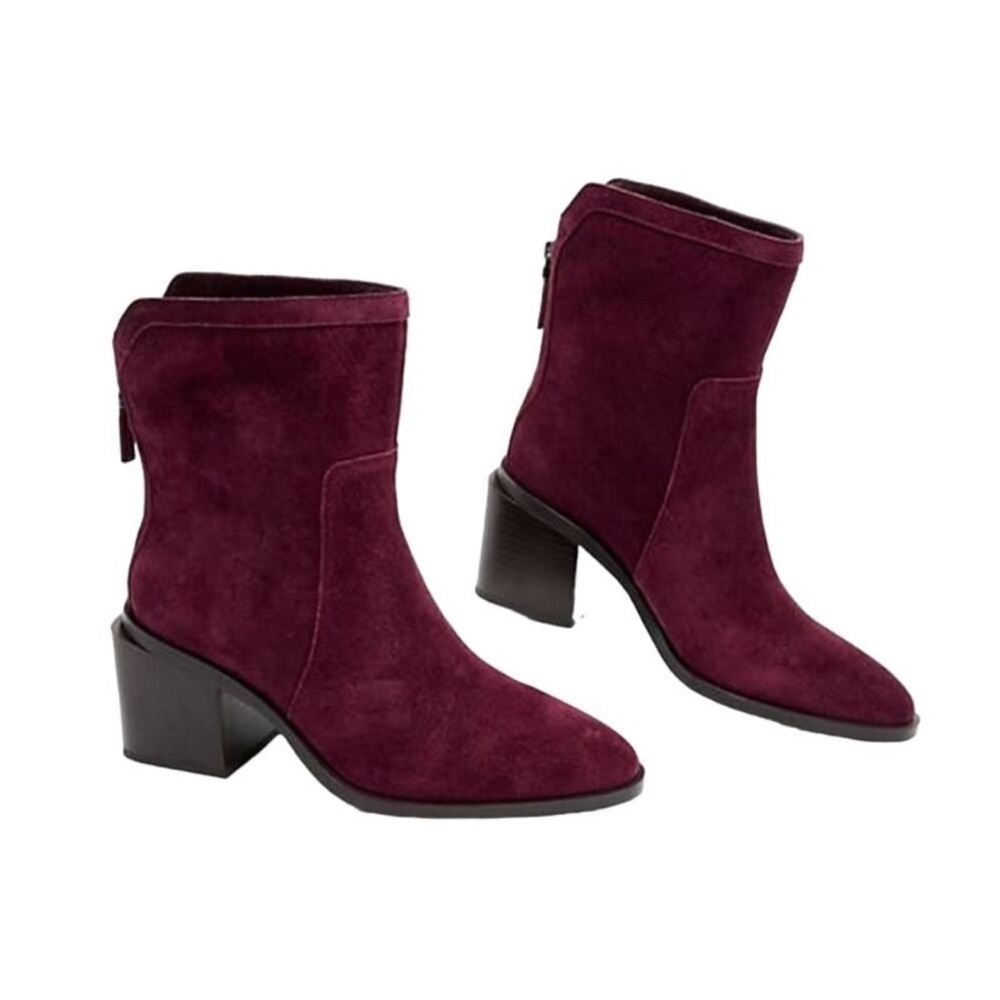 Vince Camuto Kortimy Suede Boots 9W | Water-Repellent Mid Shaft Syrah